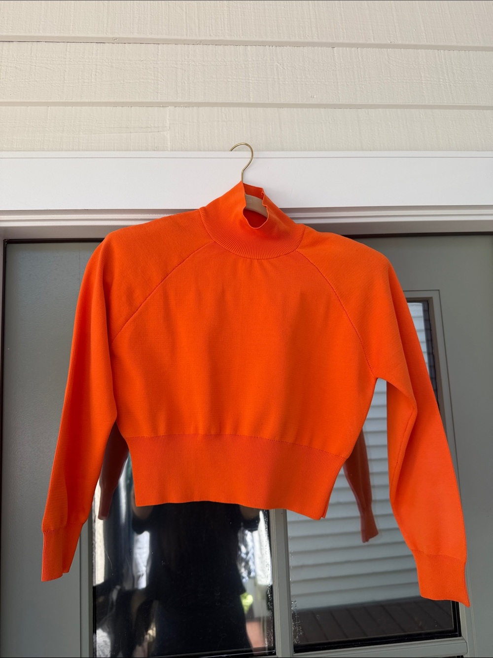 Zara Bright Orange Cropped Turtleneck Sweater